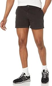 Amazon Essentials Goodthreads Men's Slim-Fit 5" Flat-Front Comfort Stretch Chino Short, Black, 34