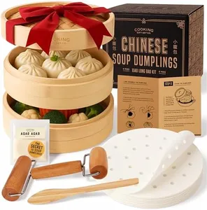 Original Chinese Soup Dumpling Steamer Kit | Bamboo Steamer Basket Set | Unique Gifts for Cooks, Chef Gifts for Friends | Cooking Gifts for Sister or Brother | Unique Christmas Gifts for Women & Men