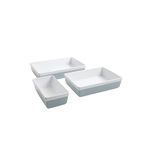 MARTHA STEWART 3 Piece Oven to Table Stoneware Bakeware, Baking Dish & Casserole Set - Dusty Blue