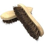 Pack of 2 Wooden Scrubbing Brush Heavy Duty | 8-inch Hard Bristle Brush with Stiff Bassine Fills | Traditional Hand Scrubbing Brush Ideal for Cleaning Hard Floors to Remove Grime and Dirt