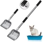 Acalu Cat Litter Scoop,Metal Long Handle Kitty Litter Coop Scooper,Heavy Duty Cats Pooper for Litter Box Pet Poop Shovel,Chicken Poop Scooper 32inch