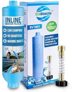 EcoBlueLife RV Water Filter - Inline Attachment with KDF & Activated Carbon, Flexible Solution for Camper, Marine, Clean Drinking Water, Best Rated (EBL RV1001)