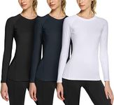 TSLA Women's Sports Compression Shirt, Cool Dry Fit Long Sleeve Workout Tops, Athletic Exercise Gym Yoga Round Neck Shirts FUD31-KCW_Large