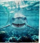 Shark Shower Curtain, 3D Shark Bath Curtain, Sea Animals Bathtub Shower Curtain Ocean Sea Wave Shower Stall Curtain Blue White Bathroom Sets Accessories With Hooks Bathroom Decor 72" W x 72" L