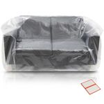 Plastic Furniture Covers for Moving - Heavy-Duty Loveseat Cover for Love Seat, Bench and Large Items, Clear Bags for Renovation, Wrap or Storage - Extra Large Bag Open Size 68 x 42 x 62 Inch