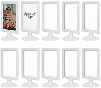 ALBEN Double Sided Standing Picture Frames - (White, 10 count) 4x6 Inch Pedestal Photo Frame with Inserts and Base - 2 Sided Frame for Vertical Display