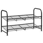 SONGMICS Shoe Rack, 2-Tier Stackable Shoe Storage Shelf, Metal Shoe Organiser with Adjustable Flat or Angled Shelves, 27.5 x 68.5 x 37 cm, Entryway, Black LMR065B01