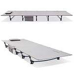 FUNDANGO Camping Cot Bed, Extra Long Lightweight Folding Compact Portable Sleeping Cot for Adult, Backpacking, Hiking, Camping, Travel, Office Nap, Outdoor, Indoor, Gray