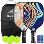 niupipo Pickleball Paddles, Pickleball Paddles Set of 2, Fiberglass Surface, Polypropylene Honeycomb Core, Cushion Grip, Lightweight Pickleball, Portable Carry Bag, White & Orange