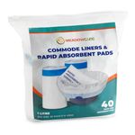 Meadowcare Commode Liners with Absorbent Pad Pack of 40 | Commode Liners Bags Super Absorbent Disposable | For Commodes, Bed Pans, Waste Bags for Commode Chair, Portable Toilet Bags | Universal Fit