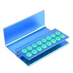 2Pcs 16 Holes Dental Burs Holder Autoclavable Block with Silicon Cover Placing FG RA Burs Blue