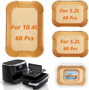 Marakruki 180Pcs Air Fryer Liners for Ninja AF500 XXXL Air Fryer, 10.4L Ninja FlexDrawer Paper Liners,120 Pcs Disposable Parchment Paper for Dual 5.2L Baskets +60 Pcs Liner for 10.4L Megazone Basket