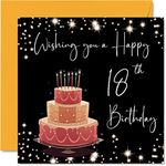 18th Birthday Card for Women Men - Stylish Elegant - Happy Birthday Cards for 18 Year Old Woman Son Daughter Brother Sister Grandson Friend, 145mm x 145mm Eighteen Eighteenth Bday Greeting Cards Gift