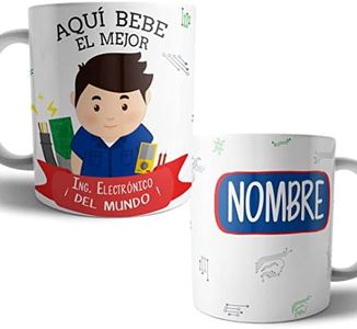 Taza Original Ingeniero Electronico Hombre Personalizada con Nombre | Mejor del Mundo Taza Ingeniero Electronico Hombre Profesiones de Cafe Desayuno para Regalar (Ingeniero Electronico Hombre)