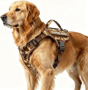 LULUPET Tactical Dog Harness, No Pull Adjustable Harnesses for Small Medium Large Dogs with Handle & Molle, Camouflage Reflective Dog Vest Harness Brown