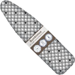 Bumkimue Ironing Board Cover and Pad, Standard Size 15x54 Inches, Blue Floral Pattern, Heavy Duty Padded, Elastic Edge, Scorch Resistant (Black and White Shell Shape)