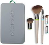 EcoTools Daily Essentials Face Kit Interchangeables Makeup Brush Set with 5 Brushes, 2 Handles, and Storage Tin