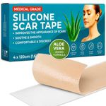 Medical Grade Silicone Scar Tape Aloe Vera | 4cm x 1.2M | Silicone Scar Sheets for After Surgery C Section Recovery, Face Treatment Gel Patches/Plasters