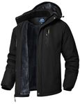 YSENTO Mens Waterproof Winter Jackets Outdoor Warm Fleece Jacket Windproof Coats with Detachable Hood(Black,L)