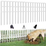 31ft(L) x 13in(H) Animal Barrier Fence, 22 Panels No Dig Garden Fence for Dog Rabbit, Rustproof Anti Digging Barrier, Garden Edging Border Ground Defense for Outdoor, Yard, Patio, White