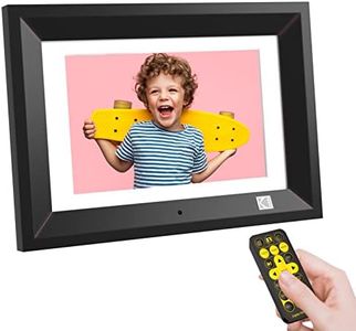 Kodak 10.1 Inch Wood Digital Photo Frame with Remote Control, IPS Screen HD Display, Auto-Rotate, Wall Mountable, Programmable Auto On/Off, Enjoy Your Precious Moment in Slideshow - Black