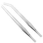 Vaincre 2PCS Long Tweezers, 15 inch Curved Aquascaping Tools, Stainless Steel Feeding Tongs Aquascape Tools, Aquarium Tweezers for Aquarium Reptile, Plant, Snakes, Lizards, Coral Feeder