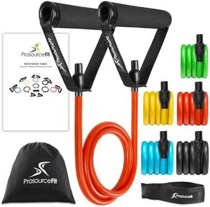 ProsourceFit Tube Resistance Bands Set 2 - 20 LB with Attached Handles, Door Anchor, and Exercise Guide Full-Body Exercises and Home Workouts