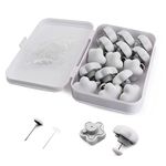 MQUPIN Duvet Pin, Duvet Clips 16 Sets, Duvet Cover Pins Comforter Clips with Soft Fabric Material, Double Sided Pin Fasteners for Quilt, Cushions, Curtains (White&Flower)