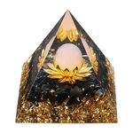 Orgone Pyramid for Positive Energy, New Crystal Pyramid Handmade Pyramid, Protection Crystals Energy Generator for Stress Reduce Healing Meditation Attract Wealth Lucky (Pink Crystal Ball + Lotus)