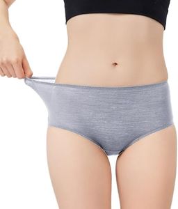 gyprprer Women's 100% Merino Wool High-Waisted Underwear – Soft Breathable Moisture-Wicking Panties, Lightweight Wool Base Layer for Everyday, Travel & Outdoor Activities Grey