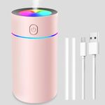 Humidifiers for Bedroom Portable Mini Humidifier with 7-color Lights, Auto Shut-Off Small Desk Humidifier [2 Mist Modes] Super Quiet USB Personal Humidifier for Bedroom, Car, Office, Travel, Plants…