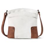 CLUCI Crossbody Bags for Women Leather Purse Travel Vacation Triple Pockets Vintage Handbags Shoulder Bags Beige with Brown