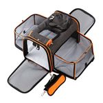 Petinstinct 18"x11"x11" Expandable Pet Carrier for Cats and Dogs up to 15 Lbs, TSA Airline Approved, Alloy Accessory, Soft Sided Cat Carrier with Removable Wool Mat, Collapsible Travel Carrier for Cat