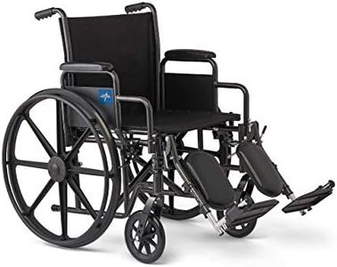 Medline Comfortable Folding Wheelchair with Swing-Back, Desk-Length Arms and Elevating Footrests, 18”W x 16”D Seat