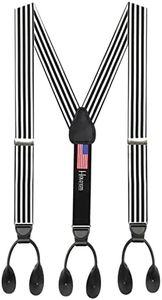 HOLD'EM Suspender for Men MADE IN USA – Y-Back Genuine Leather Trimmed Button End Non-Stretch Tuxedo Suspenders -Jackson