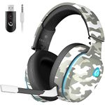 Gvyugke 2.4GHz Wireless Gaming Headset for PC, PS4, PS5, Mac, Nintendo Switch, Bluetooth Wireless Gaming Headphones with Detachable Noise Cancelling Microphone, 3.5mm Cable Mode for Xbox Series