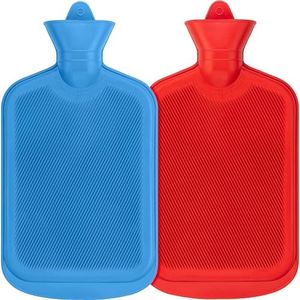 SteadMax Hot Water Bottle, Natural Rubber -BPA FREE- Durable Hot Water Bag for Hot Compress and Heat Therapy, Random Colors (2 pack)