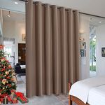 RYB HOME Room Divider Blackout Curtains for Patio Door, Portable Sliding Glass Door Drapes Sunlight & UV Proof Noise Reducing for Bedroom/Living Room/Kitchen/Gazebo, 100 x 84 inch, Cappuccino