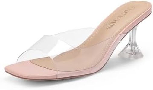 DREAM PAIRS Women’s Clear Heels Square Toe High Stiletto Mules Slip on Wedding Dress Heel Sandals,Size 5,Pink Clear,DHS215-1