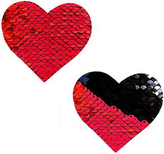 Neva Nude Sookie Red & Black Sequin I Heart U Nipztix Pasties Nipple Covers