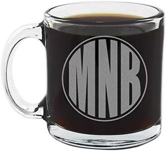 Personalized Etched Monogram 12oz Glass Coffee Mug, Circle Monogram, Customized gifts for Her Him, Unique coffee mugs, Custom coffee mug Monogrammed Cup Initial