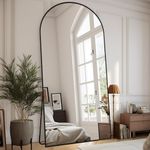 ZHUNFA Black Arched Full Length Mirror, 76x34 Oversized Mirrors with Stand, Aluminum Full Length Floor Mirror with Arched-Top, Floor Standing Mirrors for Bedroom, Living Room