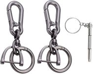 Keychain for Car Keys - Detachable Key Chain with Horseshoe Shape D-Ring and Quick Release Spring Key Rings, Metal Carabiner Clips, Car Accessories Keychains for Men and Women(2Pack/Gun)