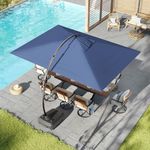 Grand patio 10x13 FT Cantilever Umbrella Outdoor Aluminum Rectangle Offset Umbrella Canopy with Base for Pool Garden (Navy Blue, 10x13 FT)