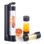 Sparkling Water Machine Soda Maker Beverage Drink Dispenser for Home, Soda Streaming with 1L BPA Free Bottle, 2 Portable Bottle for travel, Seltzer & Carbonator Srew-in 60L CO2 (NOT Included), Black