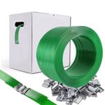 Pallet Strapping, Banding Strapping, Packaging Strapping (5/8" x 1500 ft x 0.035" PET Polyester Strapping and 100 Buckles) - Certified 1200 lbs Break Strength Plastic Strap