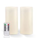 Homemory 8" x 4" Large Waterproof Outdoor Flameless Candles with Remote Control and Timer, Battery Operated Flickering LED Pillar Candles for Indoor Outdoor Lanterns, Porch, Long Lasting, Set of 2