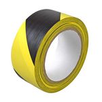 Black & Yellow Hazard Warning Tape - 48mm (2") x 33m | Pack of 1 | Safety & Social Distancing Barrier Tape | Premium Extra Stong Self Adhesive Duct Tape