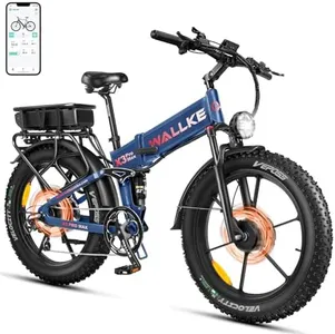 W Wallke Actual 2800W Dual Motor Folding Mountain Electric Bike, 48V 44Ah Battery 170 Mile,26" Fat Tire 35MPH Fast Adult Ebike, Full Suspension Hydraulic Brake, UL2849 Certification