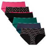 INNERSY Women's Cotton Sporty Underwear Full Coverage Hipster Panties 6-Pack(Colored Rose,Medium)